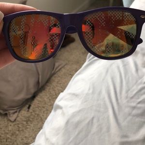 Purple “fuck off” psychedelic glasses